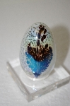 +MBA #11-129  1980's White & Purple Hand Made Art Glass Egg