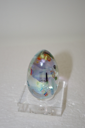 +MBA #11-180  1986 Clear & Multi Glass Hand Made Egg