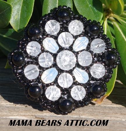 MBA #5628B-2595  "Clear Crackle Glass & Black"