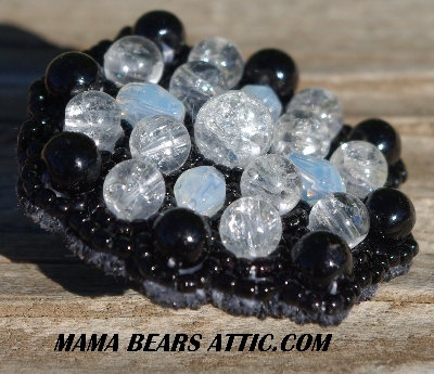 MBA #5628B-2595  "Clear Crackle Glass & Black"