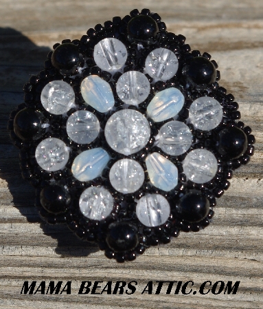 MBA #5628B-2595  "Clear Crackle Glass & Black"