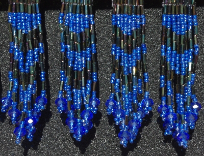 MBA #5631B-3399  "Metallic Iris & Blue Set Of 6 Glass Bead Fringe Pins"