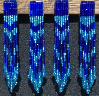 MBA #5631B-3358  "Dark & Aqua Blue Set Of 6 Glass Bead Fringe Pins"