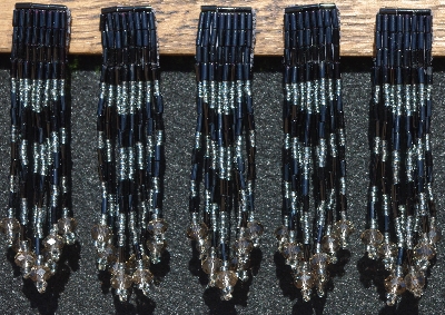 MBA #5631B-3327 "Black & Grey Set Of 6 Glass Bead Fringe Pins"