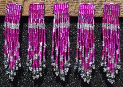 MBA #5631B-3317 "Hot Pink Set Of 6 Glass Bead Fringe Pins"