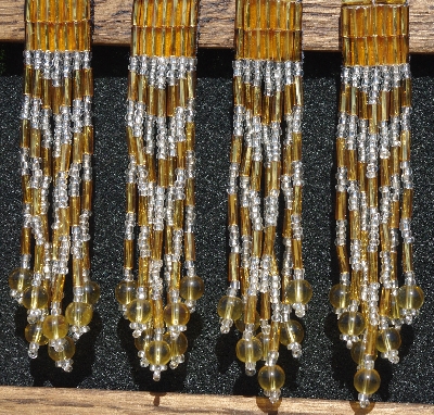 MBA #5633B-3303  "Gold & Clear Set Of 6 Glass Bead Fringe Pins"
