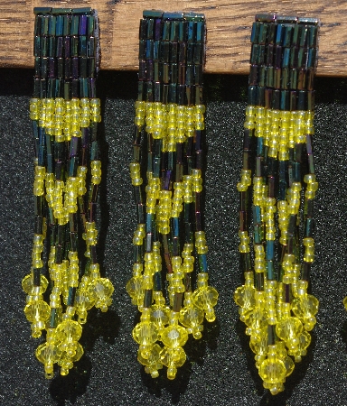 MBA #5631B-3295 "Metallic Iris & Yellow Set Of 6 Glass Bead Fringe Pins"