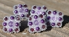 MBA #5632A-3491  "Purple & White Set Of 5 Glass Bead Mini Brooch Pins"