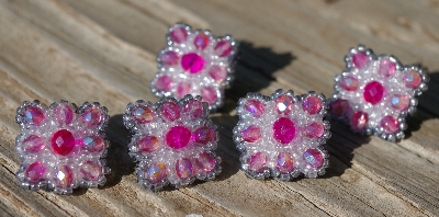 MBA #5632A-3513  "Pink & Clear Set Of 5 Glass Bead Mini Brooch Pins"