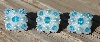 MBA #5632A-3520 "Aqua Blue & Pearl White Glass Bead Set Of 5 Mini Brooch Pin"