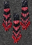 MBA #5631A-3188  "Black & Luster Red Set Of 6 Glass Bead Fringe Pins"