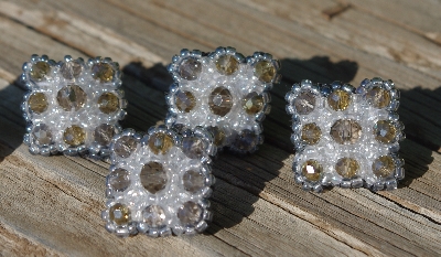 MBA #5632A-3546  "Smoke & Clear Glass Bead Set Of 5 Mini Brooch Pins"