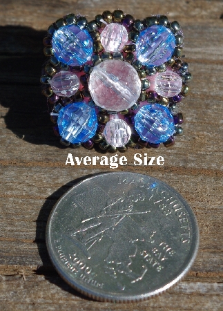 MBA #5632A-3561  "Purple & Clear Glass Bead Set Of 5 Mini Brooch Pins"