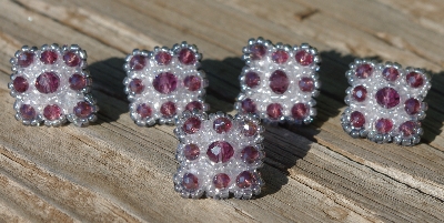 MBA #5632A-3561  "Purple & Clear Glass Bead Set Of 5 Mini Brooch Pins"