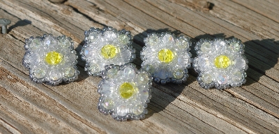 MBA #5632A-3588  "Clear & Yellow Set Of 5 Glass Bead Mini Brooch Pins"