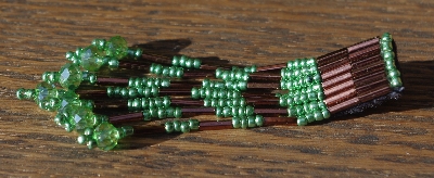 MBA #5633B-3685  "Metallic Copper & Green Set Of 6 Glass Bead Fringe Pins"