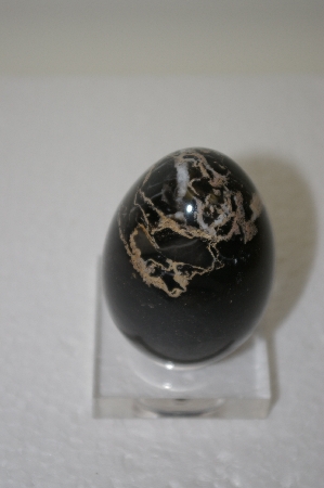+MBA  #11-052  Black Marble Hand & Cut Polished Egg