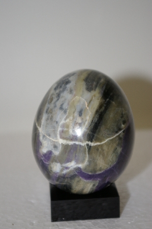+MBA #11-089  Beautiful Purple, Grey & White Hand Cut & Polished Gemstone Egg