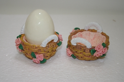 +MBA #11-403  Set Of Two Pink Rose Basket Egg Holders