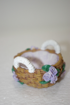 +MBA #11-409   1990's Set Of 2 Lavender Rose Basket Egg Holders