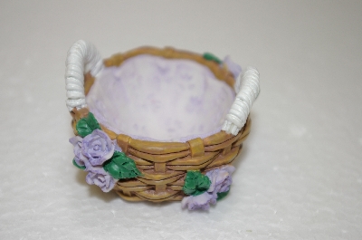 +MBA #11-409   1990's Set Of 2 Lavender Rose Basket Egg Holders