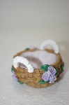 +MBA #11-409   1990's Set Of 2 Lavender Rose Basket Egg Holders