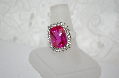 +  Charles Winston Cushion Cut Created Pink Sapphire & Clear CZ Pendant With Matching Ring