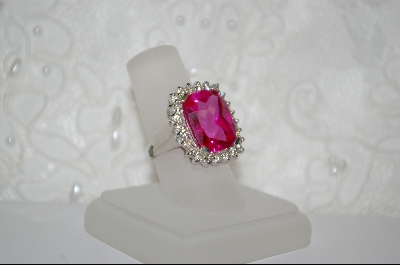 +  Charles Winston Cushion Cut Created Pink Sapphire & Clear CZ Pendant With Matching Ring