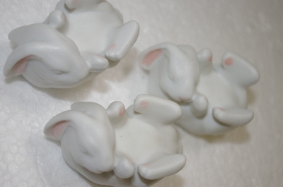 +MBA #11-366A  1984 Set Of 2 Bone China Hand Painted Bunny Egg Holders