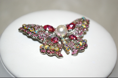 +Pink Sawrovski Crystal Butterfly Pin