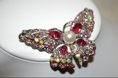 +Pink Sawrovski Crystal Butterfly Pin