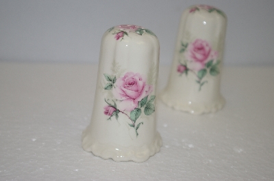 +MBA #11-019  Pink Rose Salt & Pepper Shakers