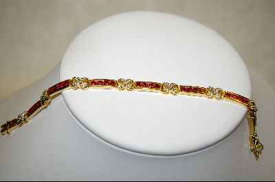 + Vermeil Created Red Ruby & Diamond "Hugs" Bracelet
