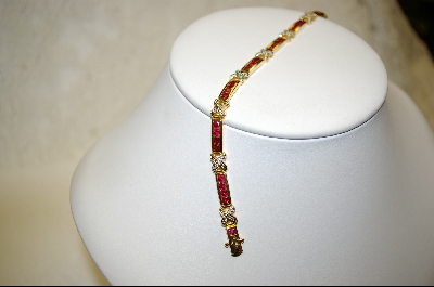 + Vermeil Created Red Ruby & Diamond "Hugs" Bracelet