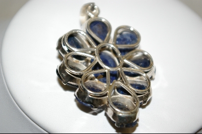 +MBA #RS   9 Stone Blue Sapphire Sterling Pendant