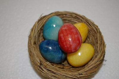 +MBA #12-211  1990's Set Of 6 Color Enhanced Marble Eggs