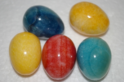 +MBA #12-211  1990's Set Of 6 Color Enhanced Marble Eggs