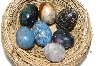 +MBA #12-206    "Set Of 7  Hand Cut & Polished  Mini Gemstone Eggs