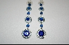 +Created Blue Sapphire Dangle Pierced  Earrings