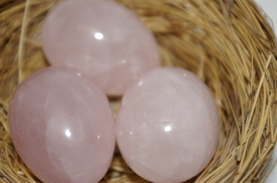 +MBA #12-232  Set Of 3 Beautiful Hand Cut & Polished Rose Quartz Eggs