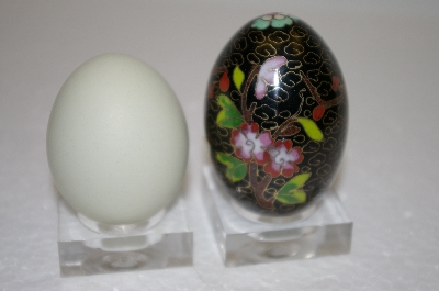 +MBA #12-098  1990's Black Floral Cloisaonne Egg