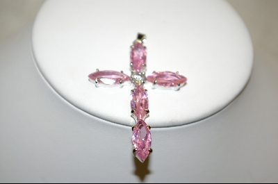 +MBA #PCZC  "5 Stone Pink CZ Cross Pendant