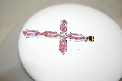 +MBA #PCZC  "5 Stone Pink CZ Cross Pendant