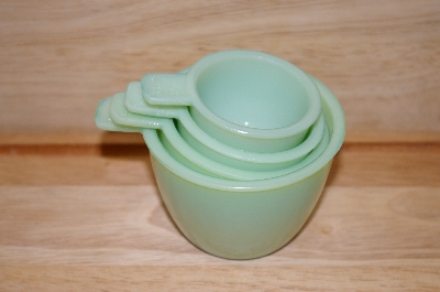 +MBA #13-082   "Goose Berry Patch Milk Glass Green Measuring Cups