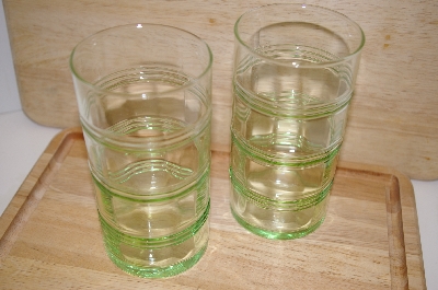 +MBA #13-193   "2003 Martha Stewart Set Of 5  Antique Green Tall Water Glasses