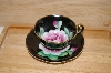 +MBA #13-163   "Black Tea Cup & Saucer Hand Painted