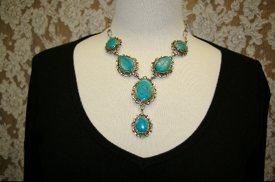 +    "6 Stone Blue Artist "Billy Eagle"  Signed Turquoise Necklace