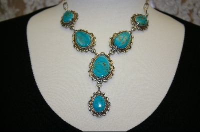 +    "6 Stone Blue Artist "Billy Eagle"  Signed Turquoise Necklace