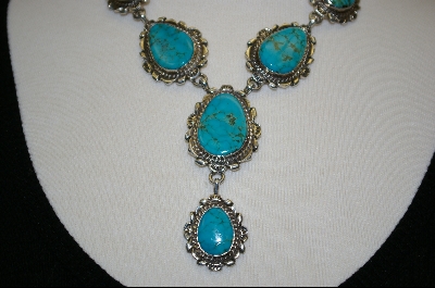 +    "6 Stone Blue Artist "Billy Eagle"  Signed Turquoise Necklace