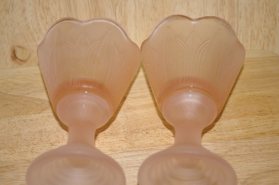 +MBA #14-046   "Set Of 2 Pink Satin Glass Candle Holders
